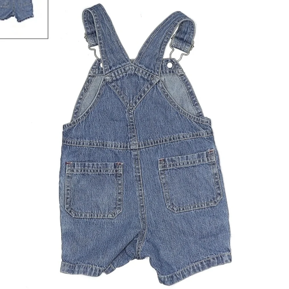 Carter's Baby Overalls Medium Wash Blue Denim 100% Cotton Size 9M Teddy Bear EUC